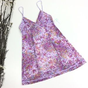 Pink Purple Pink Floral Stretch Mesh Nightgown